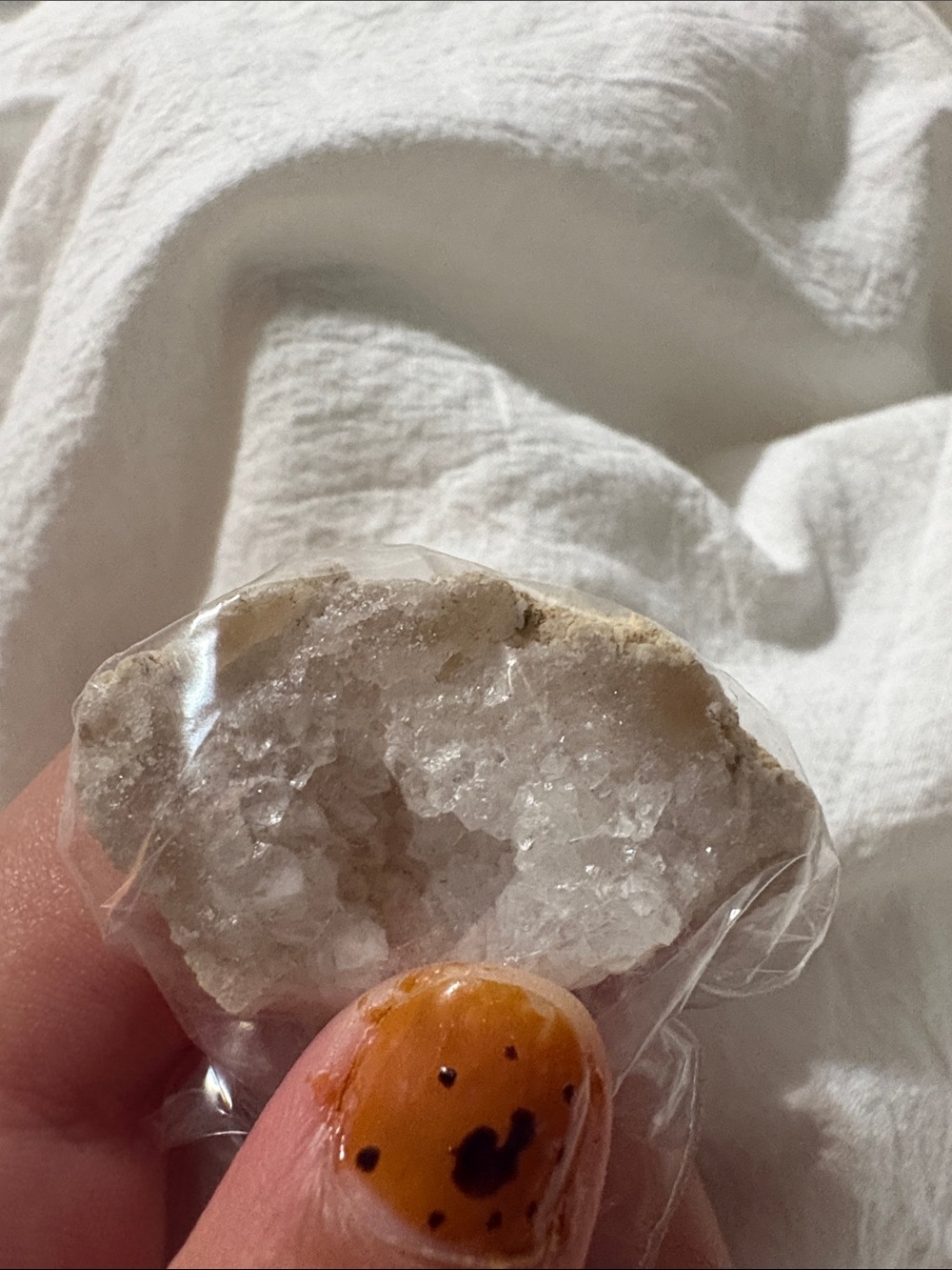 Small White Quartz Geode Pocket Stone
